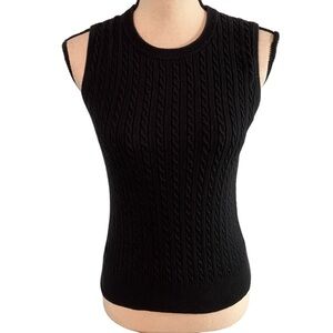 Lilly Pulitzer Black Sleeveless Crewneck Sweater Vest Size Small Cable-knit